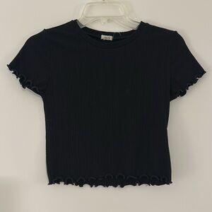 Garage black ribbed ruffled size small crop top
